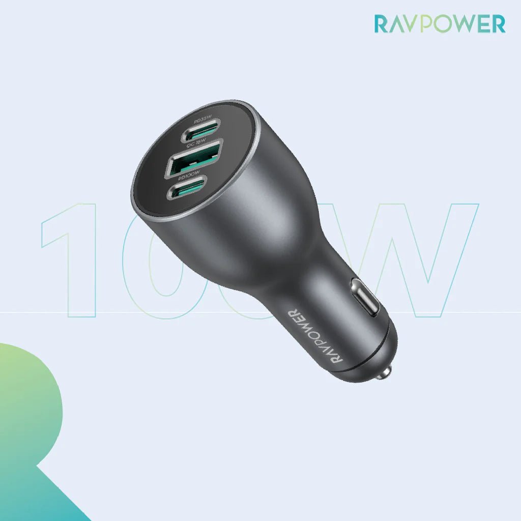 RAVPower PD 100W 3-Port USB Car Charger RP-VC1011