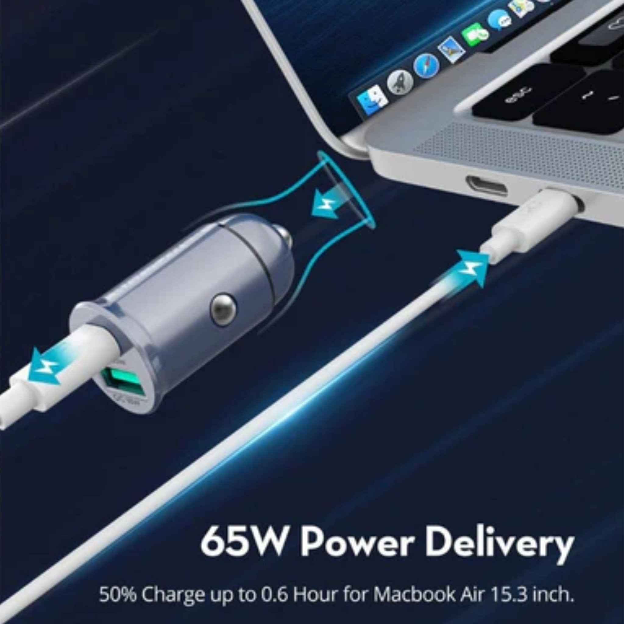 RAVPower PD Pioneer 65W 2-Port Mini Car Charger - Grey