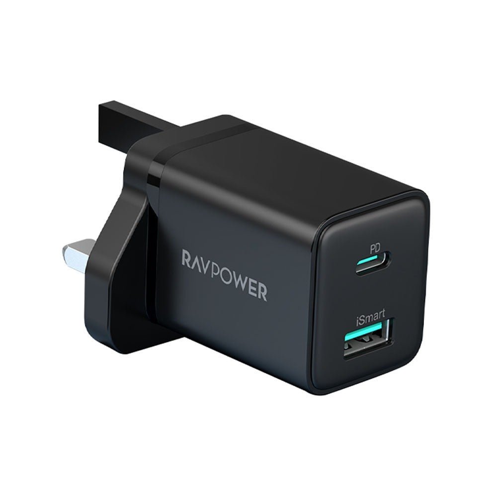RAVPower Wall Charger 20W, Type-C and USB port + Type-C to Lightning 1M Cable