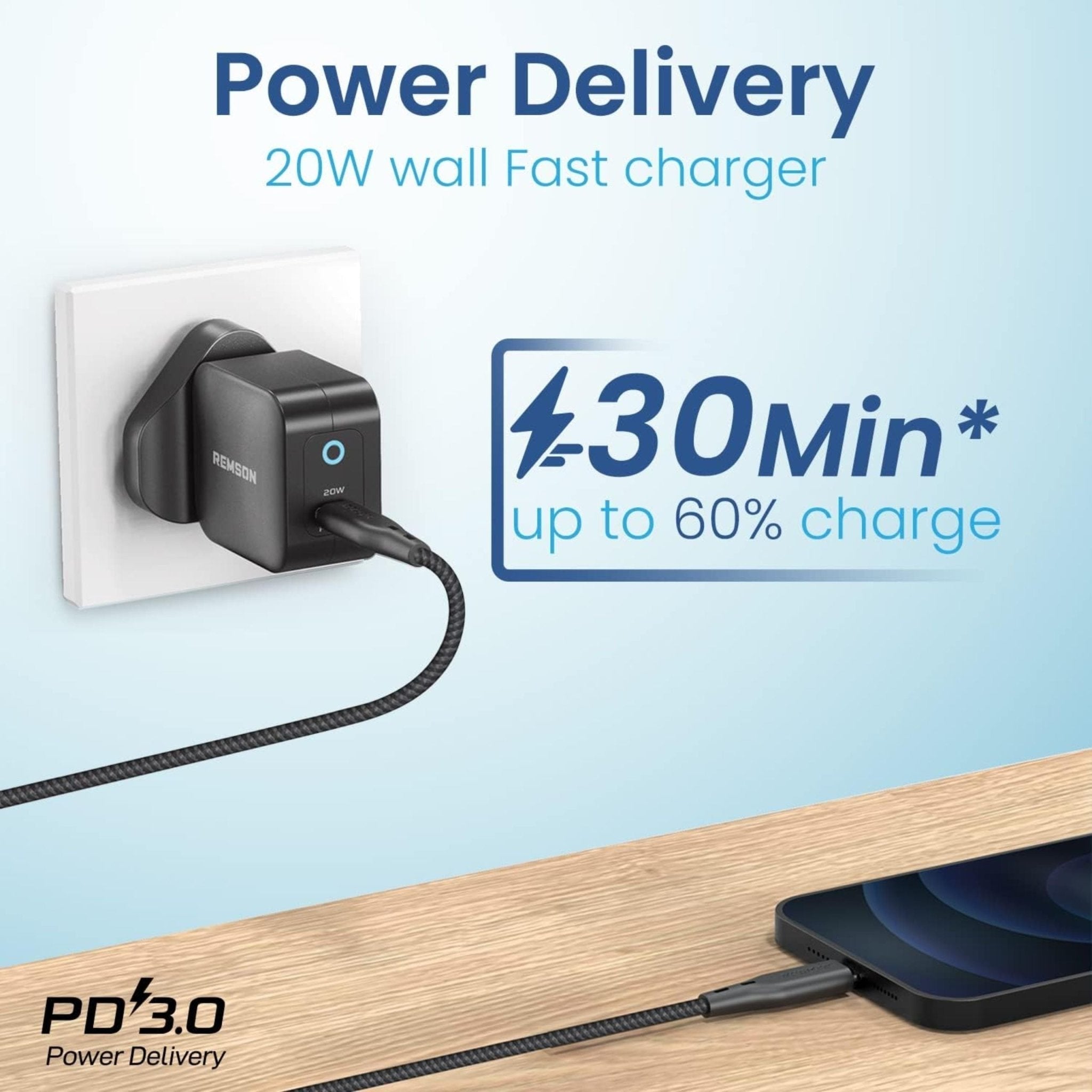 REMSON 20W Wall PD Charger - Black