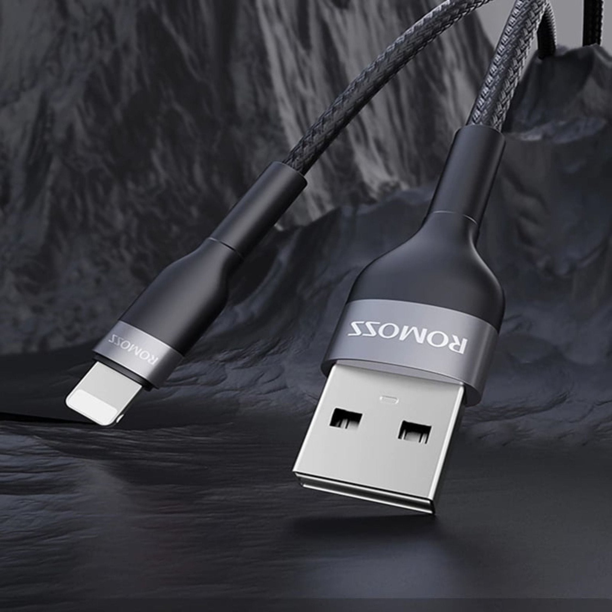 ROMOSS CB12B USB-A to Lightning Fast Charging Nylon Braided Cable 2M (5V) - Black