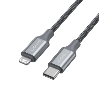 ROMOSS CB1737 USB-C to Lightning High-Speed Transmission Nylon Braided Cable 1M (27W) - Gray