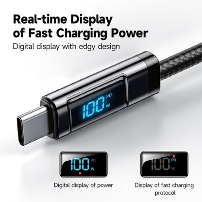 ROMOSS CB323S USB-C to USB-C Digital Display Fast Charging Nylon Braided Cable 1M (100W) - Black