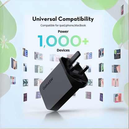 RAVPower 65W Slim Wall Charger with 2 Type-C Ports - Black