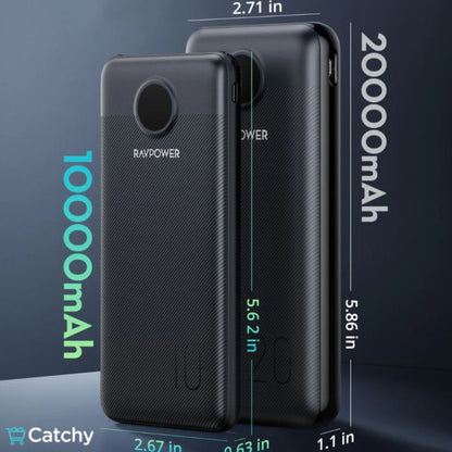 RavPower PD Pioneer 10000mAh 20W 3 Port Power Bank - Black