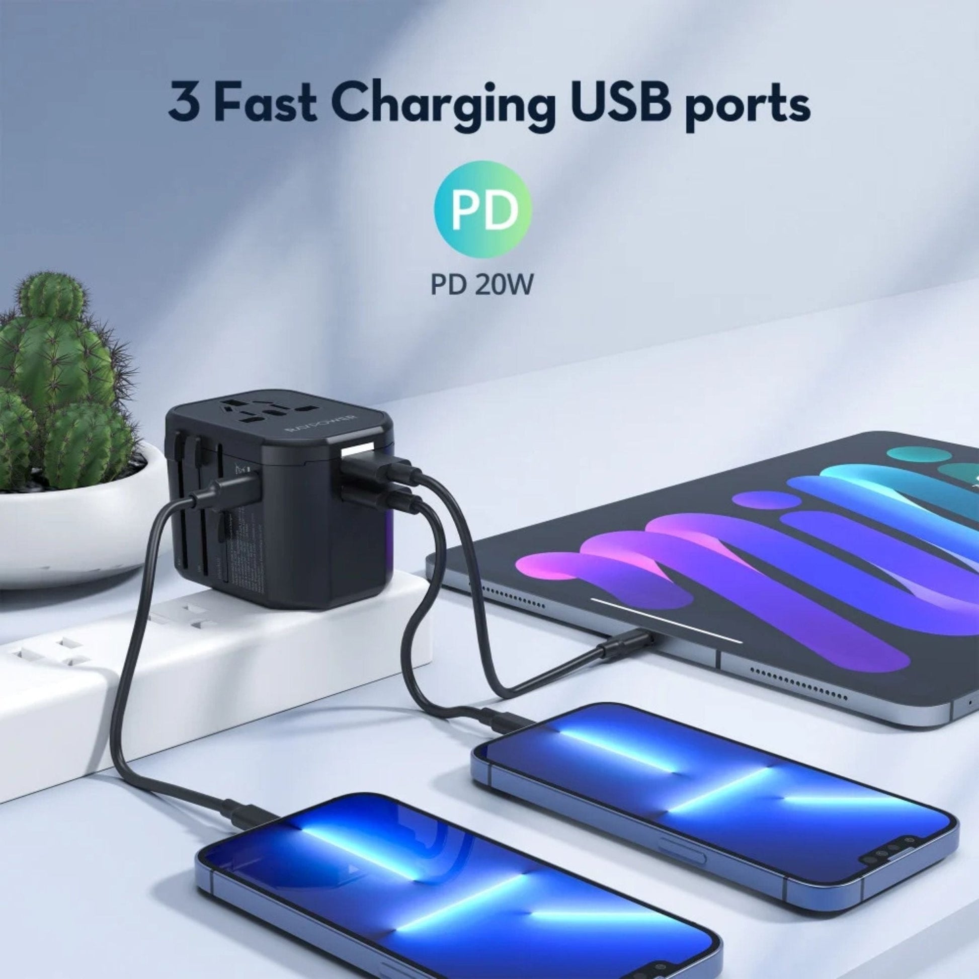 Ravpower 20W 3-Port Travel charger - Black