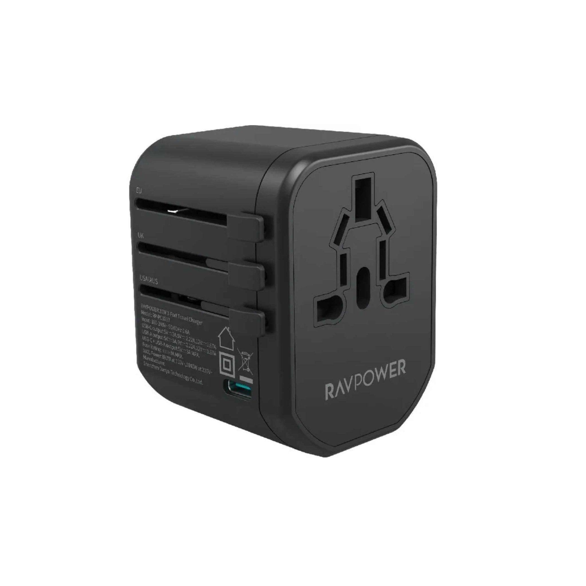 Ravpower 20W 3-Port Travel charger - Black