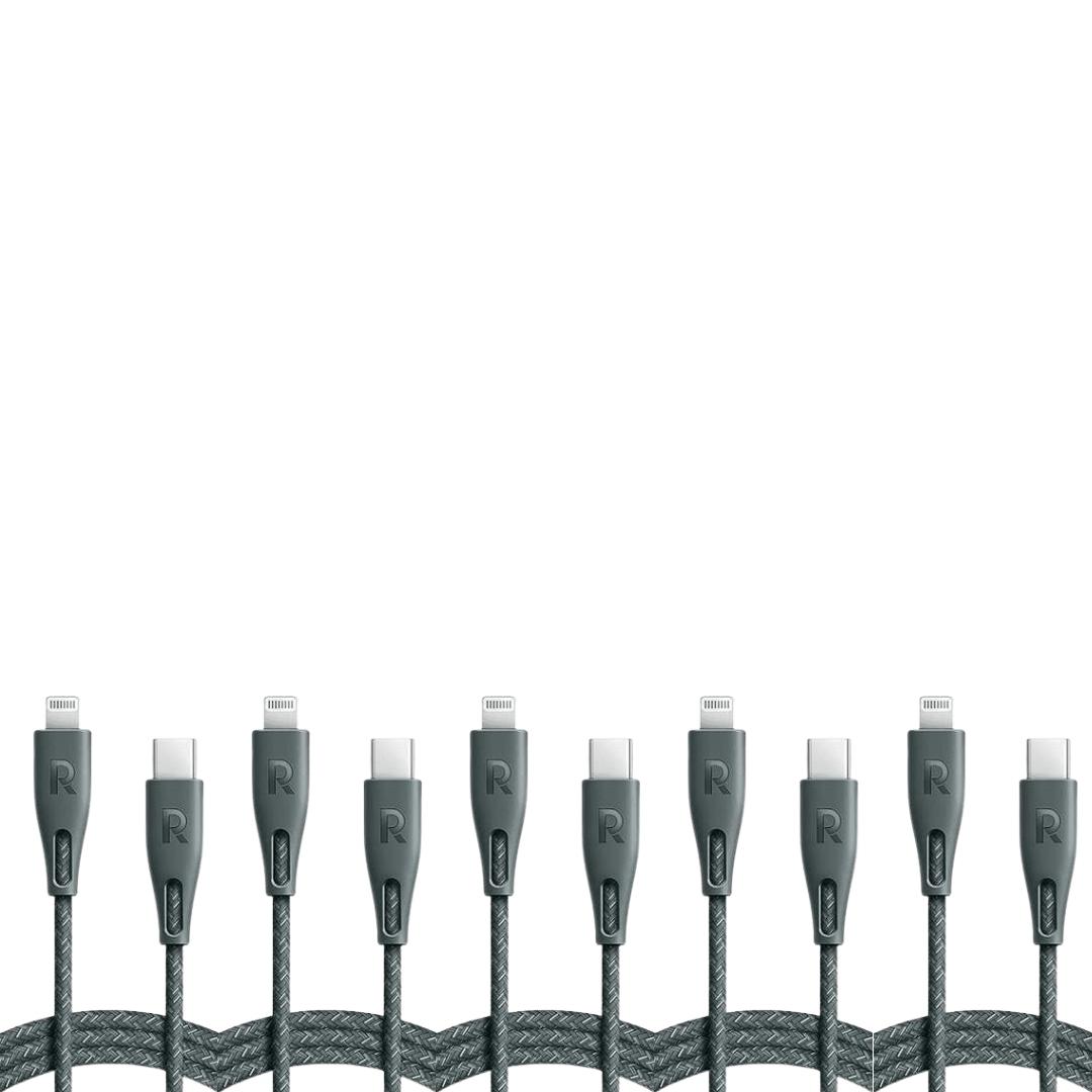 Ravpower (5 pcs) Nylon Braided Type-C To Lightning Cable 1.2m - Green