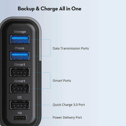 Ravpower 6-port USB Charger FileHub - Black