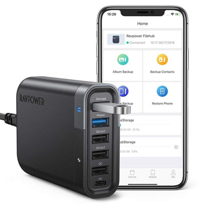 Ravpower 6-port USB Charger FileHub - Black