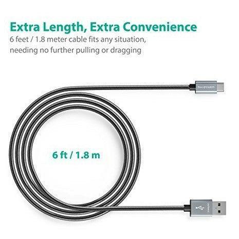Ravpower Braided Type-C Cable 6Ft/18M - Black