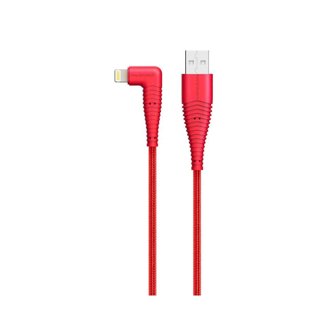 Ravpower Lightning Cable Nylon Yarn Braided 90° Connector 3ft 0.9m - Red