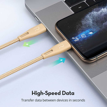 Ravpower Nylon Braided Type-C To Lightning Cable 1.2m - Gold