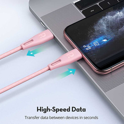 Ravpower Nylon Braided Type-C To Lightning Cable 1.2m - Pink