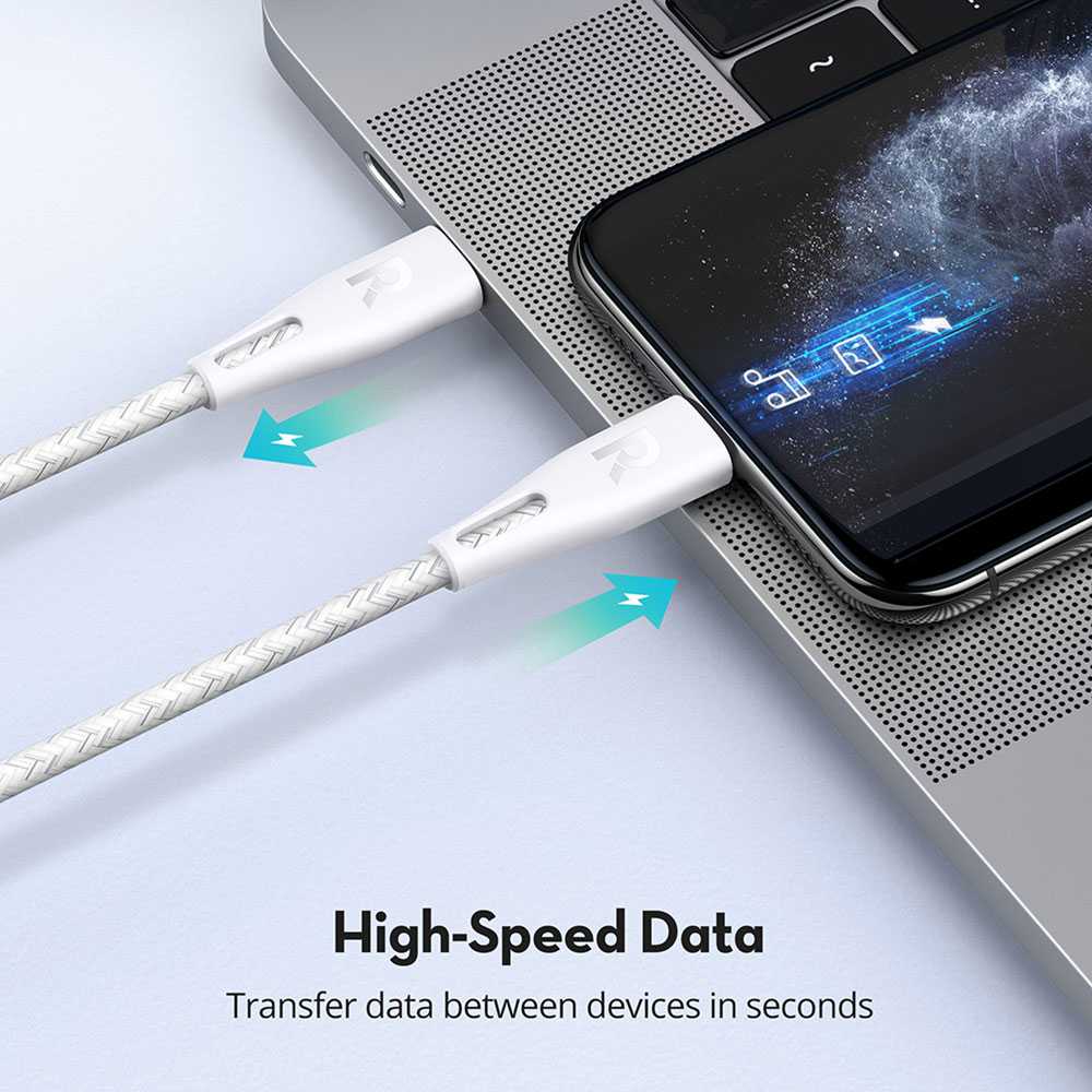 Ravpower Nylon Braided Type-C To Lightning Cable 1.2m - White