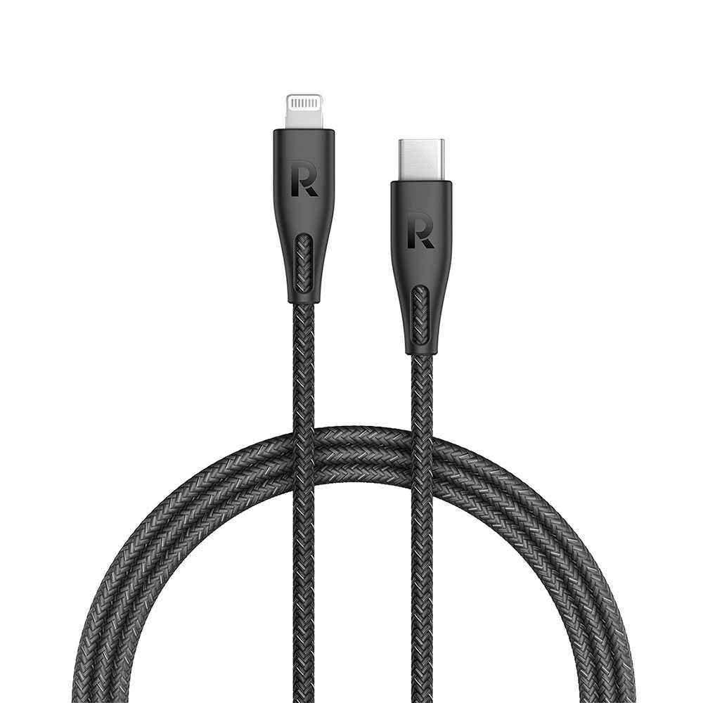 Ravpower Nylon Braided Type-C To Lightning Cable 2m - Black