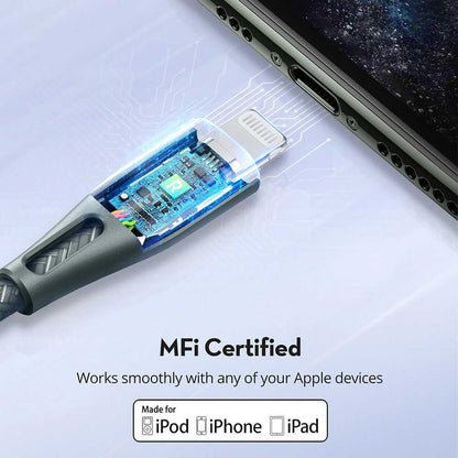 Ravpower Nylon Braided Type-C To Lightning Cable 2m - Green