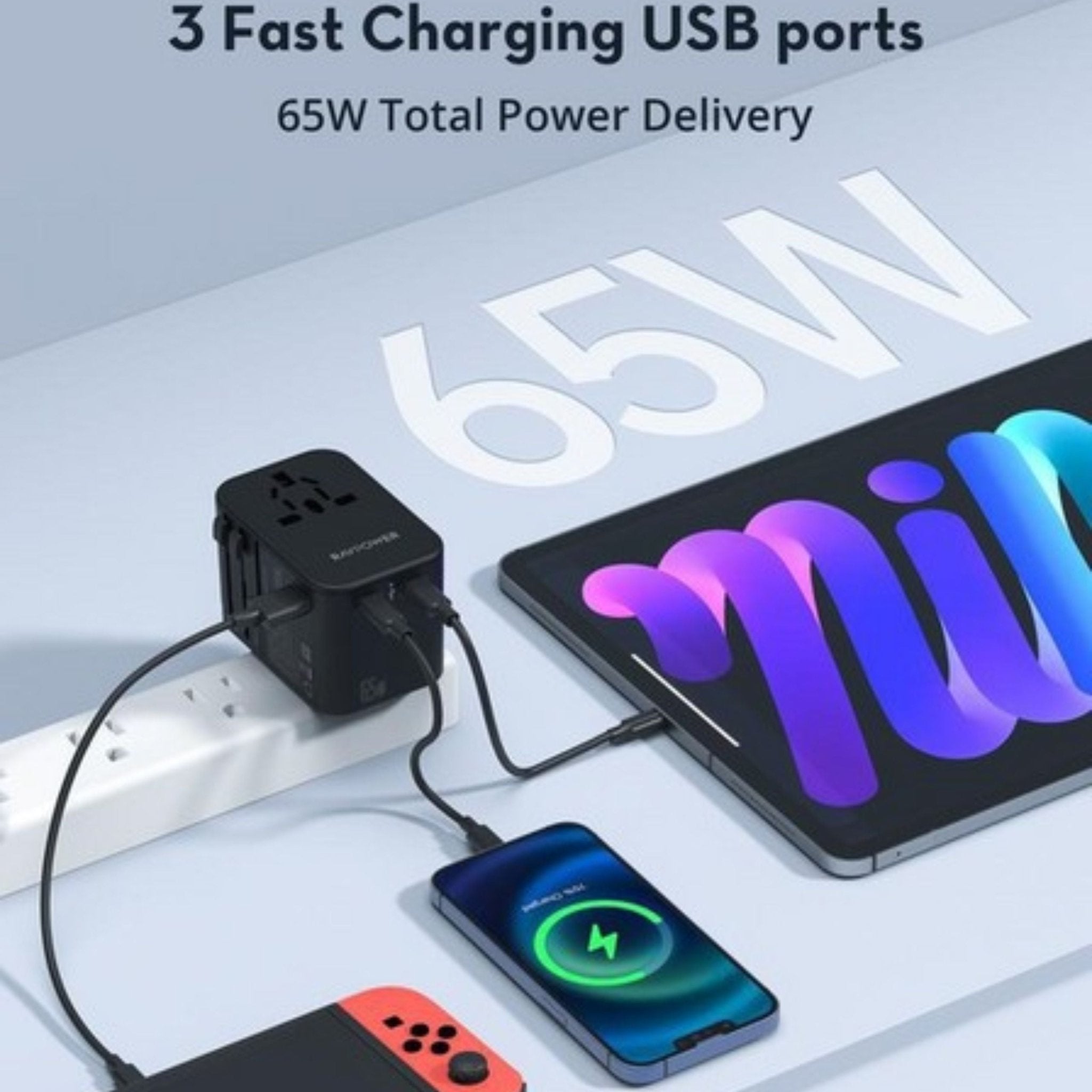 Ravpower PD Pioneer 65W 3-Port Travel Charger - Black