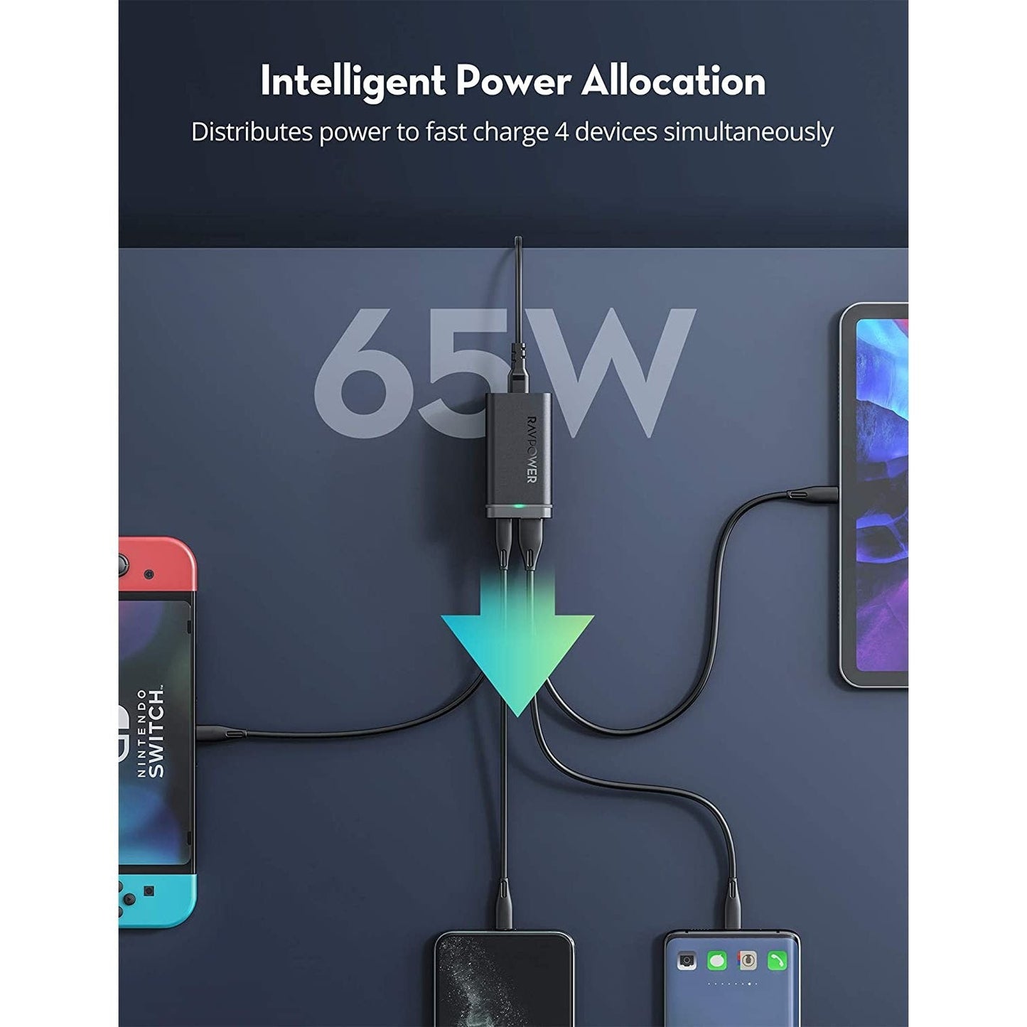 Ravpower Pd Pioneer 4-Port Desktop Charger 65w - Black
