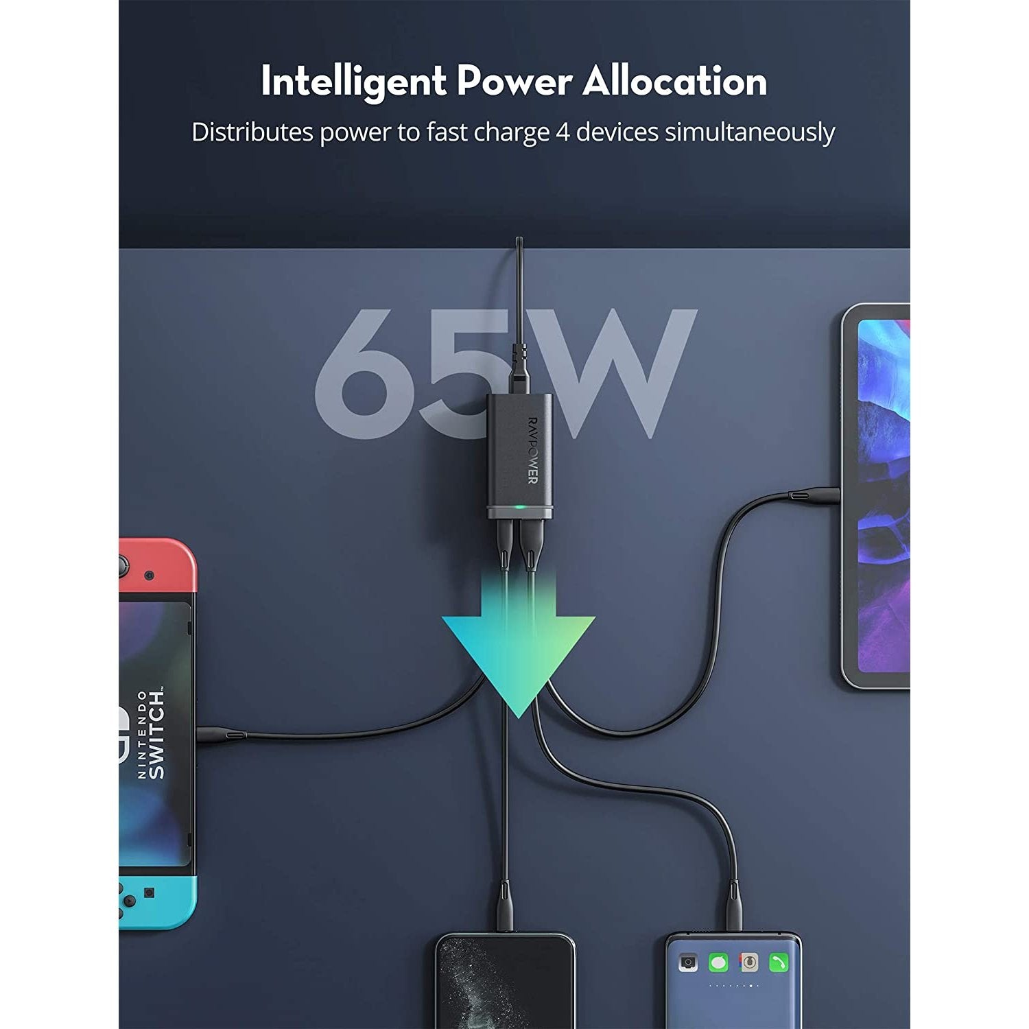 Ravpower Pd Pioneer 4-Port Desktop Charger 65w - Black