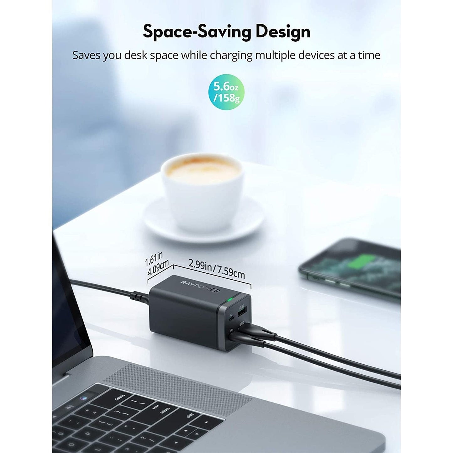 Ravpower Pd Pioneer 4-Port Desktop Charger 65w - Black