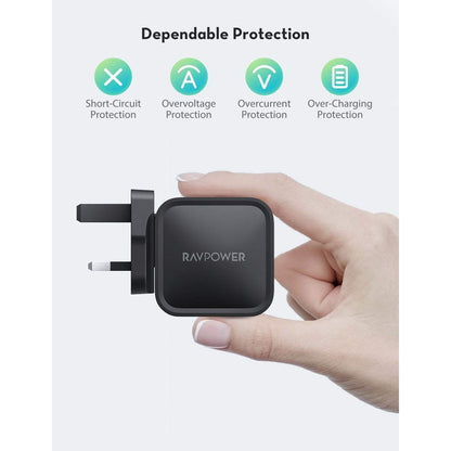 Ravpower Pd Pioneer Gan Wall Charger 61W UK - Black
