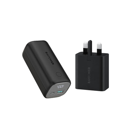 Ravpower Super PD Pioneer 10000mAh 30W Powebank With Wall Charger 65W - Black