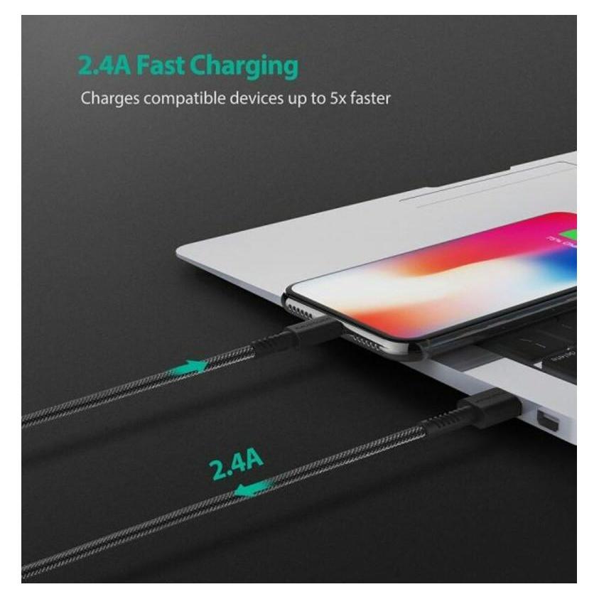 Ravpower USB-A to Lightning Cable Nylon Yarn Braided - black