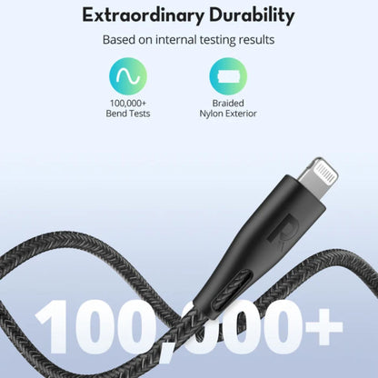 Ravpower USB-C to Lightning Nylon Cable 1.2 Meters - Black 