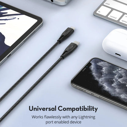 Ravpower USB-C to Lightning Nylon Cable 1.2 Meters - Black 