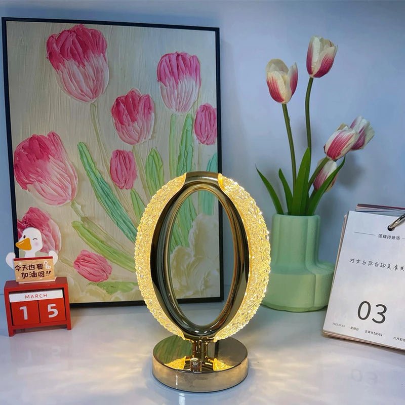Rechargeable Crystal Table Lamp - Circular