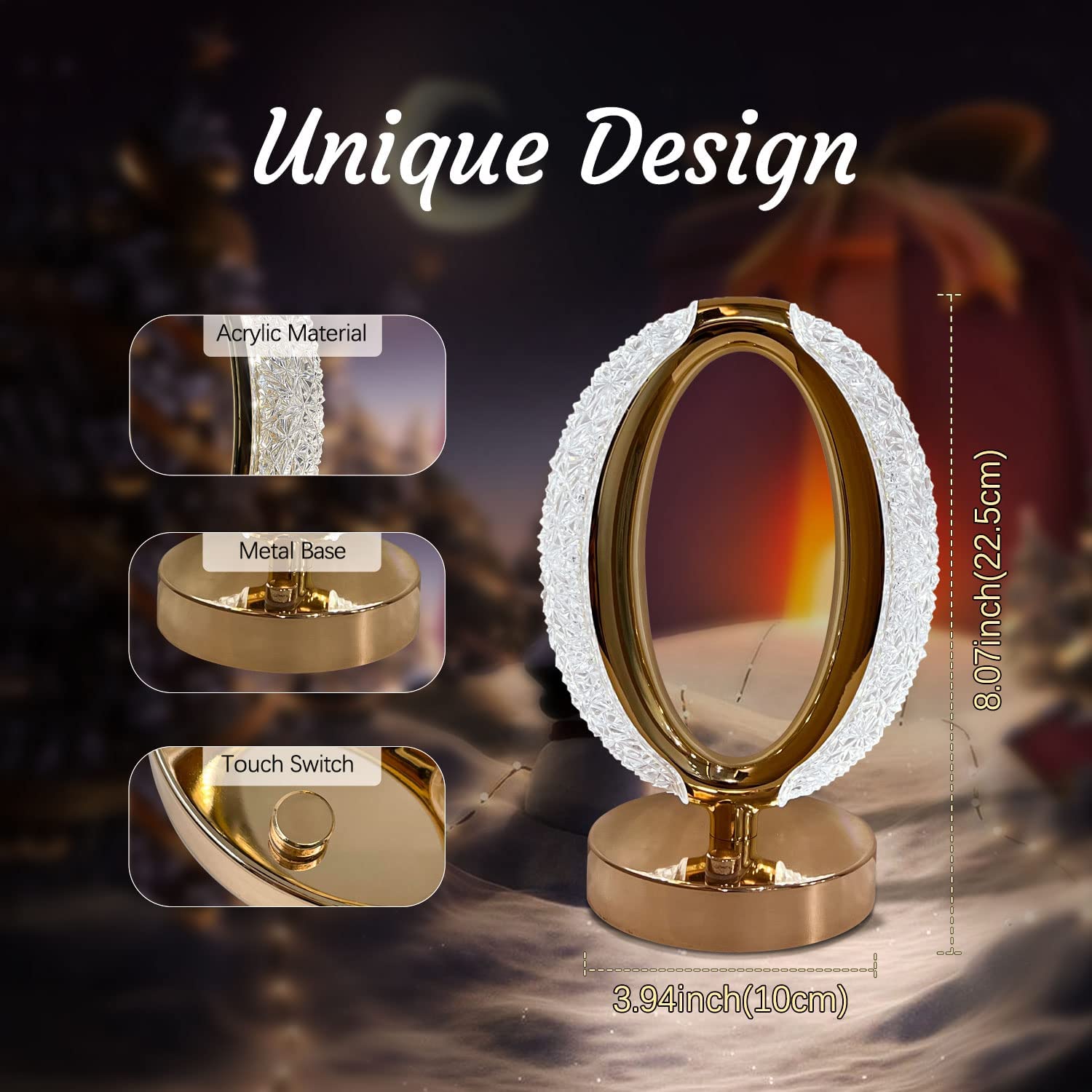 Rechargeable Crystal Table Lamp - Circular