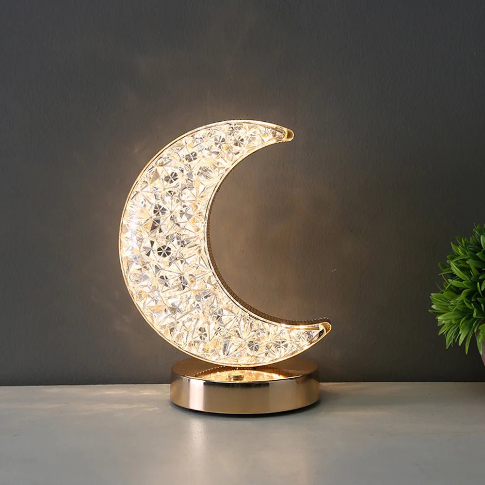 Rechargeable Crystal Table Lamp - Crescent Moon