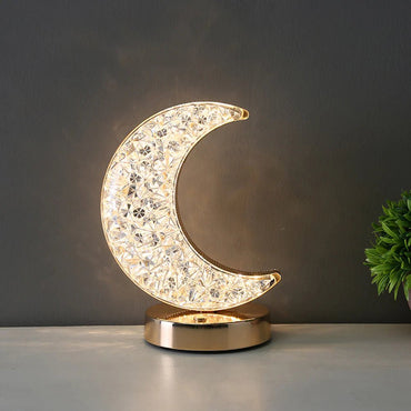Rechargeable Crystal Table Lamp - Crescent Moon