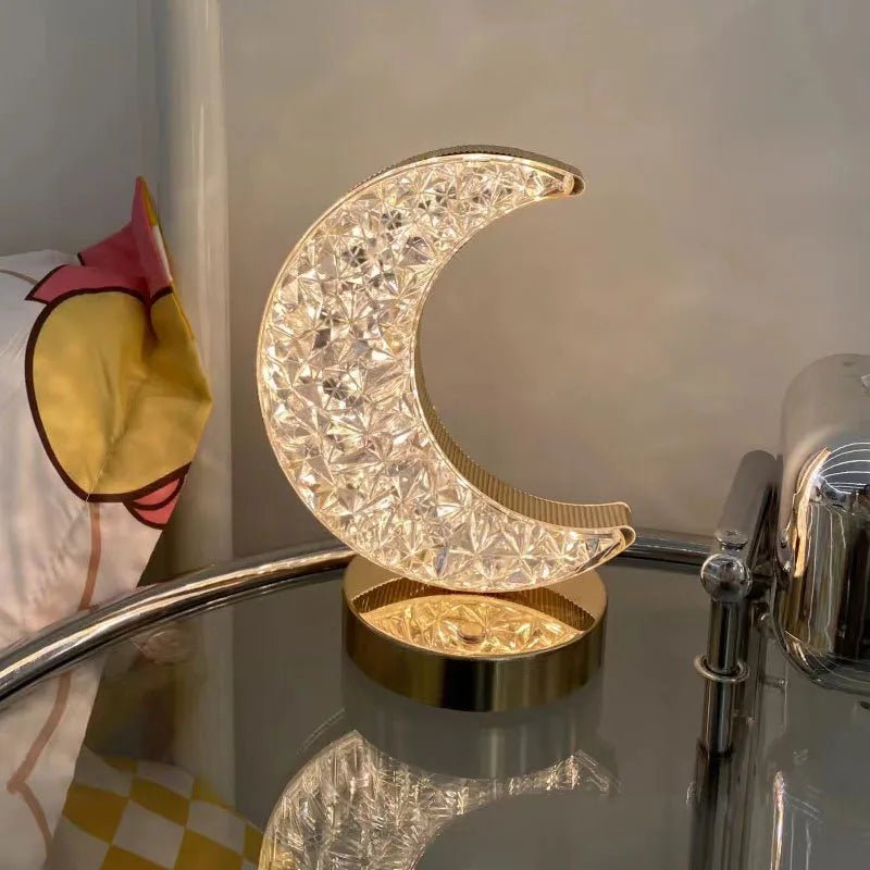 Rechargeable Crystal Table Lamp - Crescent Moon