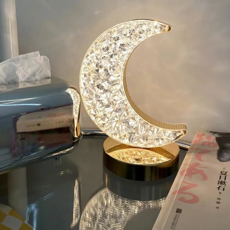 Rechargeable Crystal Table Lamp - Crescent Moon