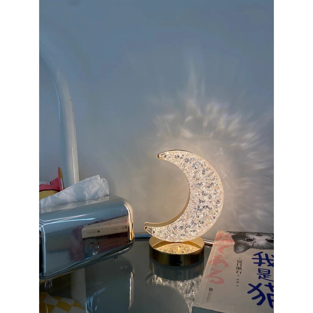 Rechargeable Crystal Table Lamp - Crescent Moon
