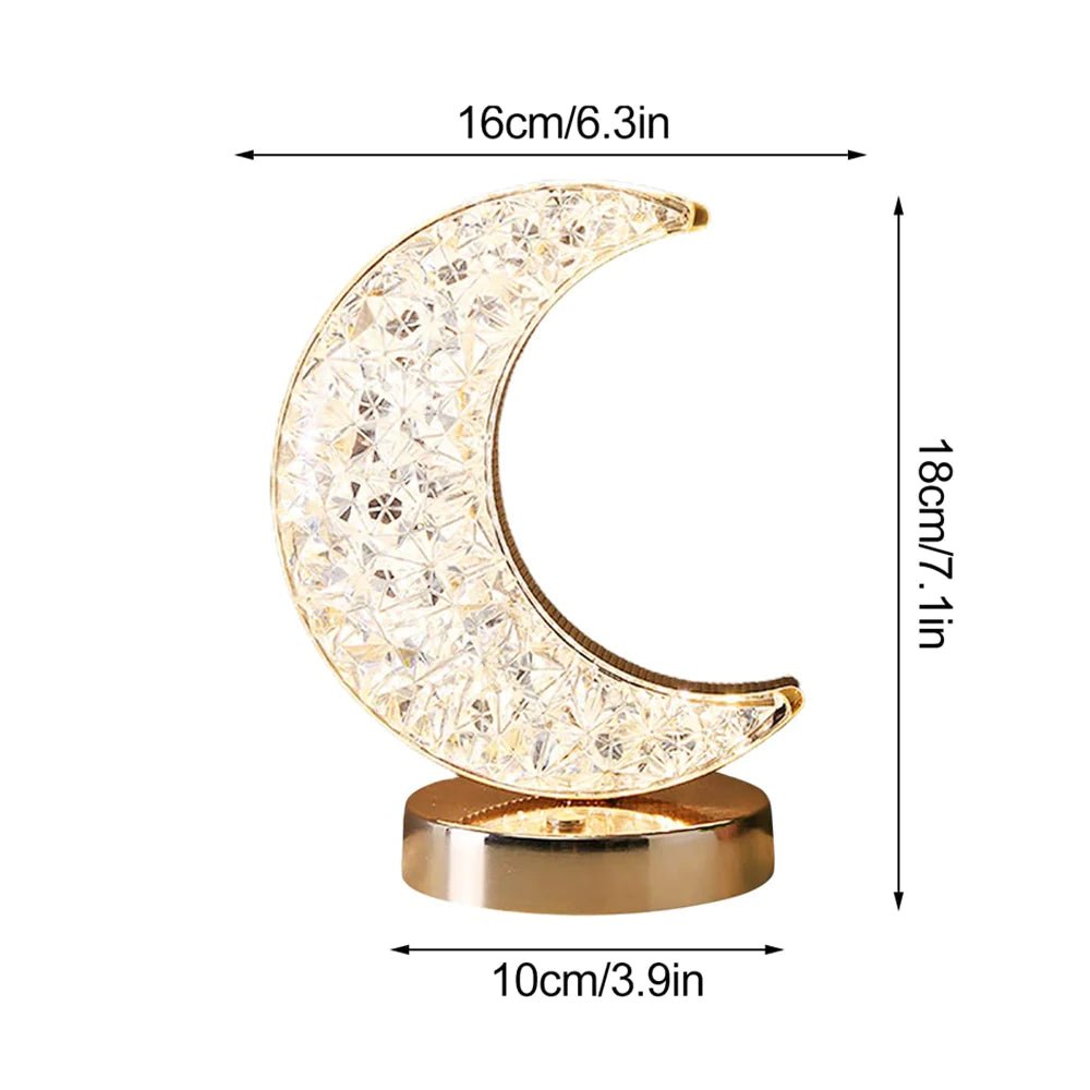 Rechargeable Crystal Table Lamp - Crescent Moon