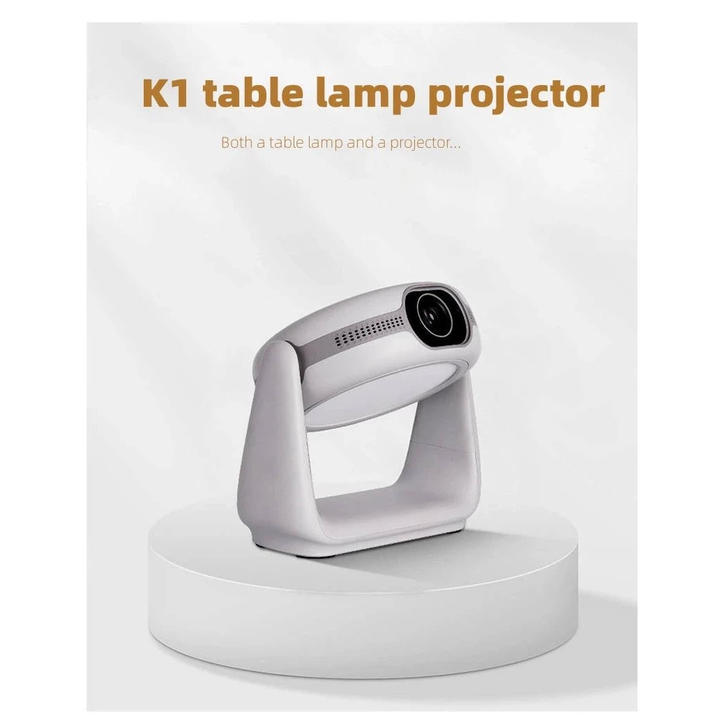 Rechargeble Pan - Tilt Smart projector & Table Lamp 1080P K1 - White