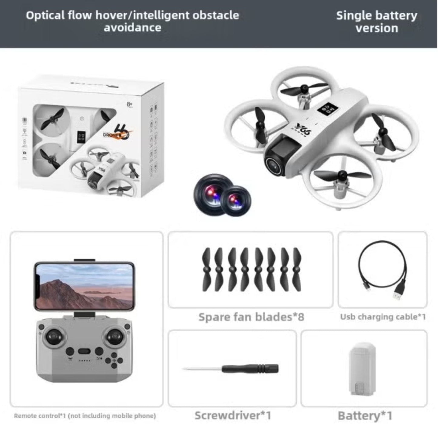 Remote Control Mini Drone With Dual Camera V66