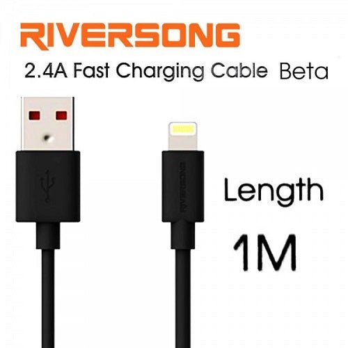 Riversong Beta 2.4A Fast Charging Lightning Cable 1M CL20 - Black