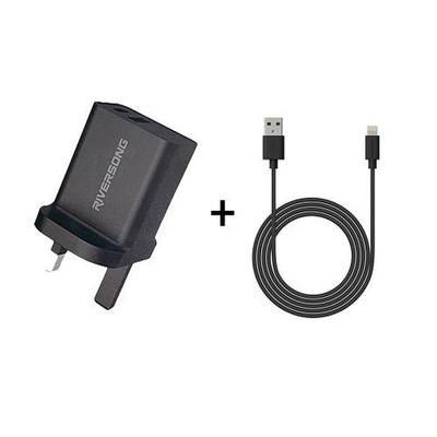 Riversong Dual-Port Wall Charger & Lightning Cable Kit AD29 - Black