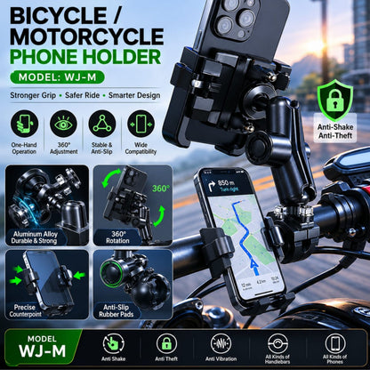 WJ-M Bicycle & Motorcycle Mobile Phone Holder - Black