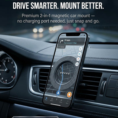 BRAVE 2-in-1 Universal Magnetic Car Mount BHL-61 - Black
