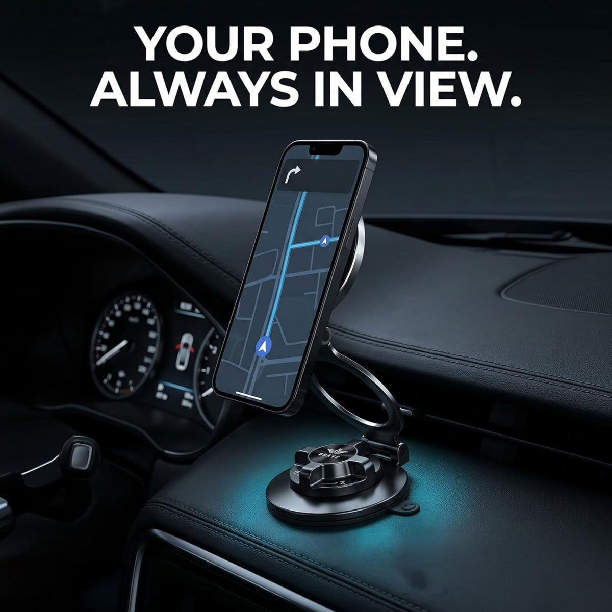 BRAVE Vacuum Section Foldable Magnetic Car Mount BHL-62 - Black