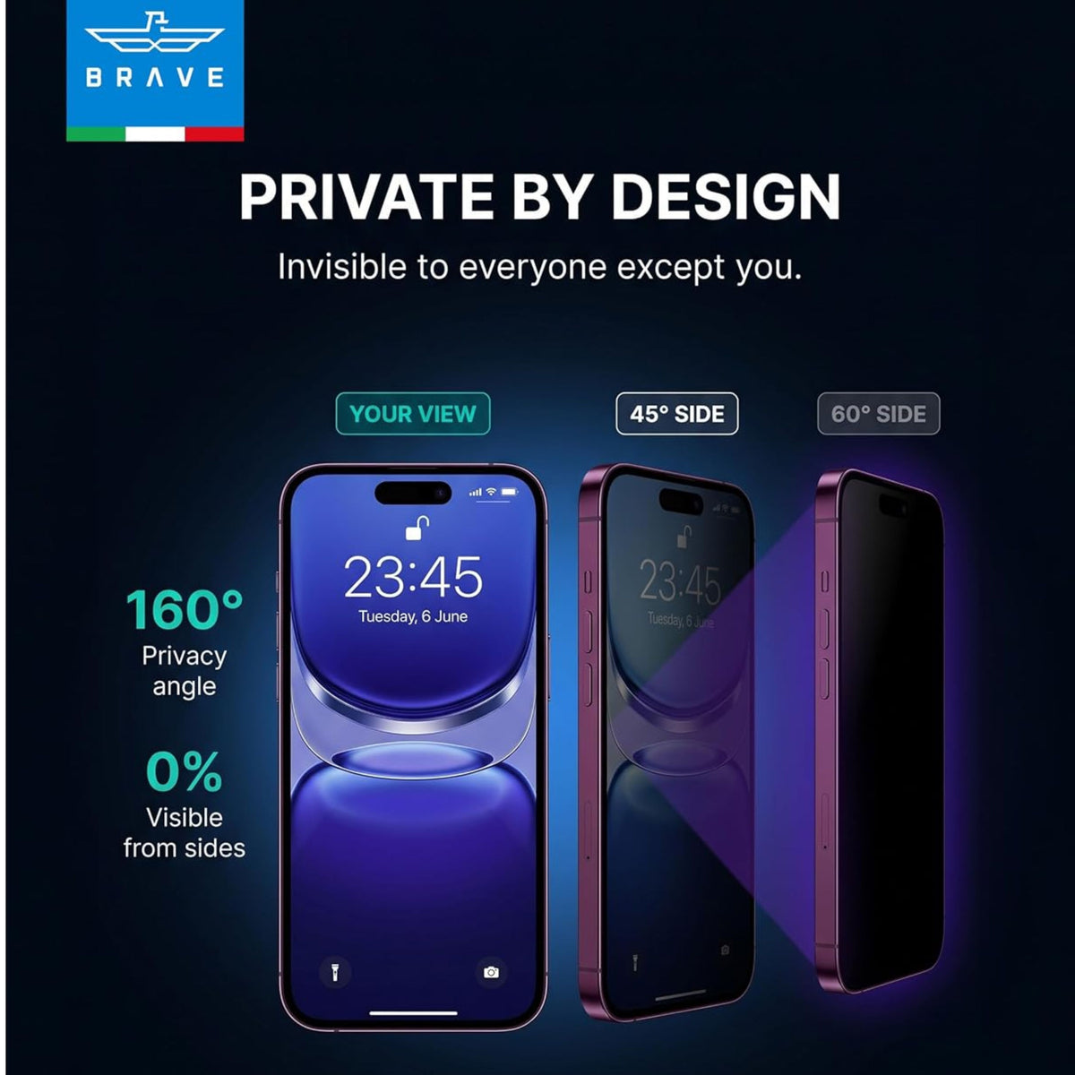 Brave 2.5D Privacy Screen Protector for iPhone 18Pro Max Impact & Scratch Protection SP-18M