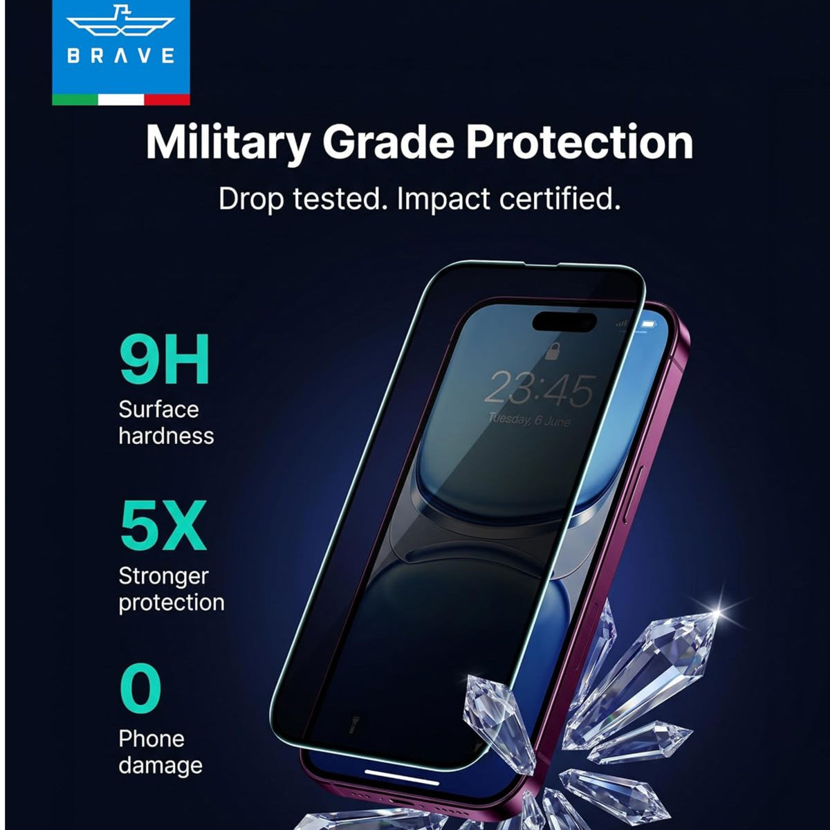 Brave 2.5D Privacy Screen Protector for iPhone 18Pro Max Impact & Scratch Protection SP-18M