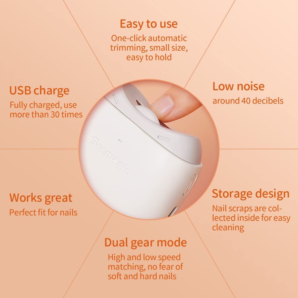 Seemagic Portable Automatic Electric Nail Clipper SMNC01 - White
