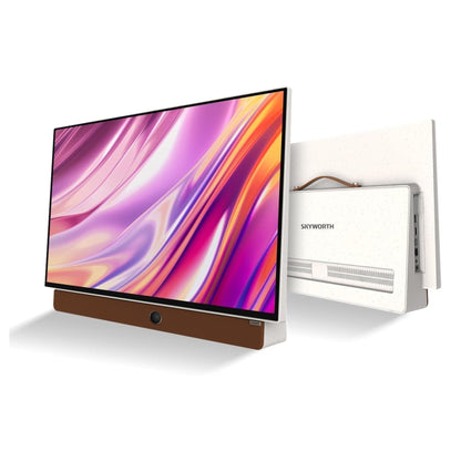Skyworth Portable Wireless Rechargeable Google TV with Speaker 24" FHD - White