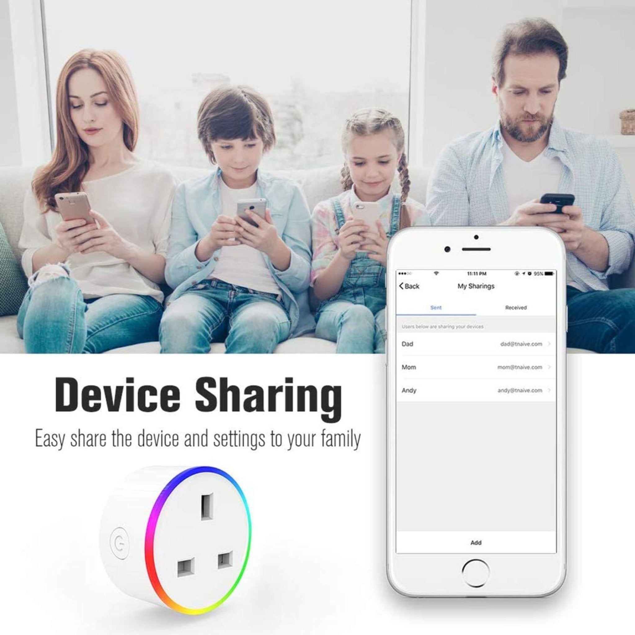 Smart Wifi Plug Wireless Out Compatible With Google Home Alexa - White